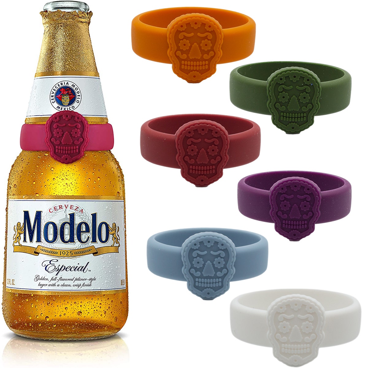 Set of 2 Beer/Soda Can Style 16oz Drinking Glasses - Skull Rose & Moth  Pattern