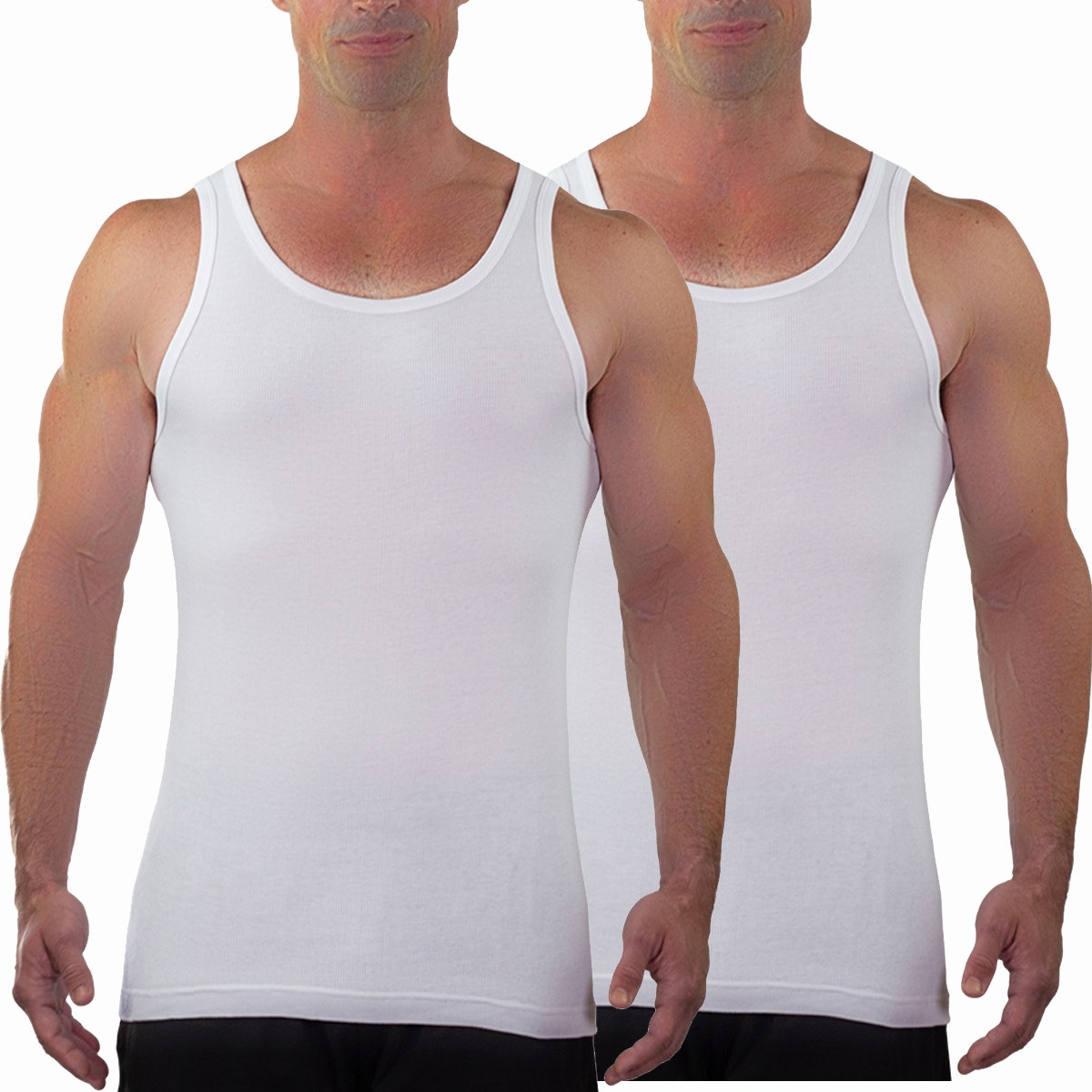 3Pc 100% Cotton Mens A-Shirt Ribbed Tank Top Sport Undershirt Black