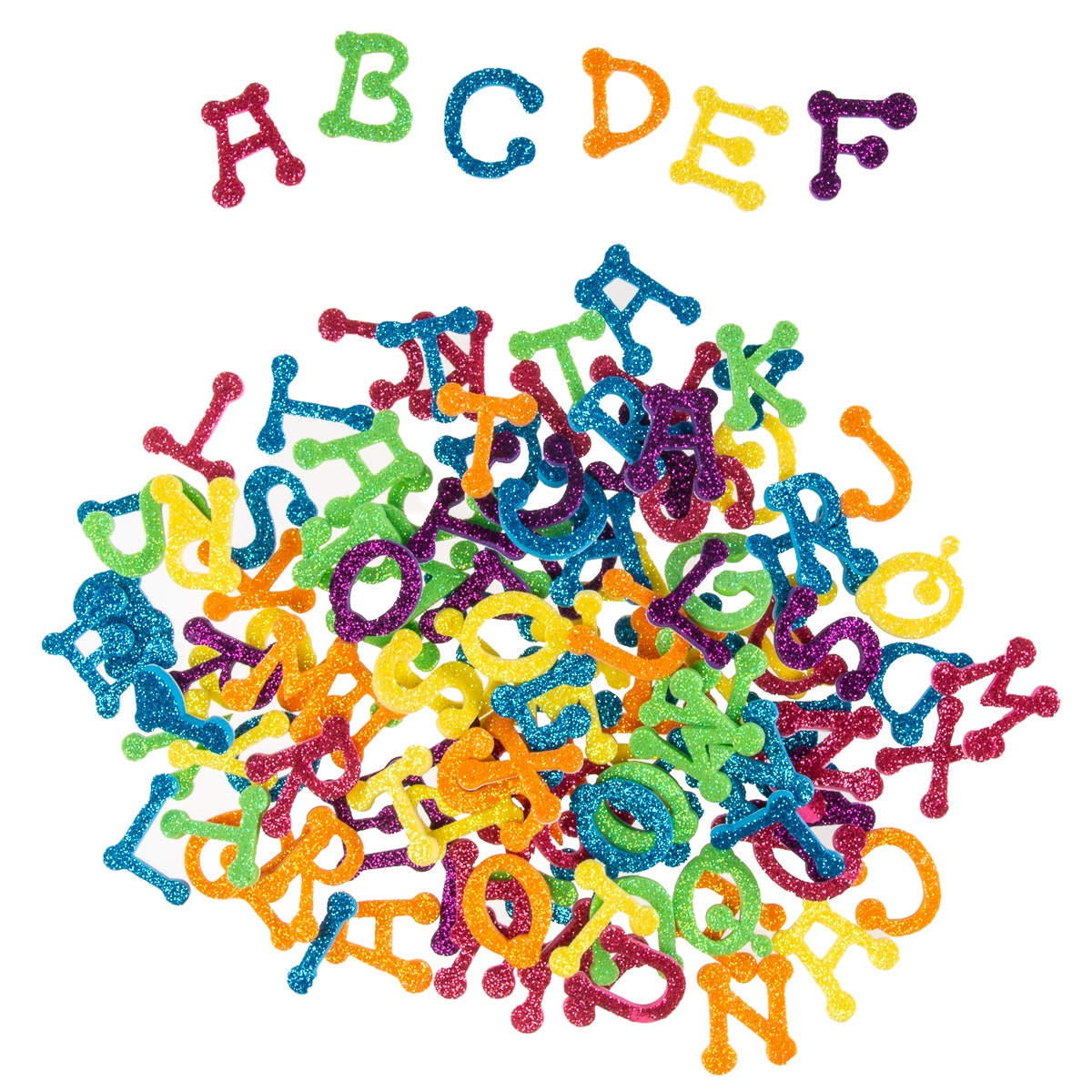12 Bulk Foam Stickers With Glitter/letter Assorted Color - at 