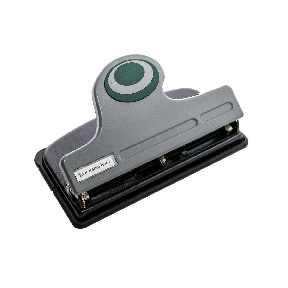 50-Sheet Deluxe Two-Hole Punch, 1/4 Holes, Gray/Blue - Reliable Paper