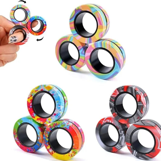 Magnetic Rings Fidget Toy - ADHD Anxiety for Adults and Kids 6+