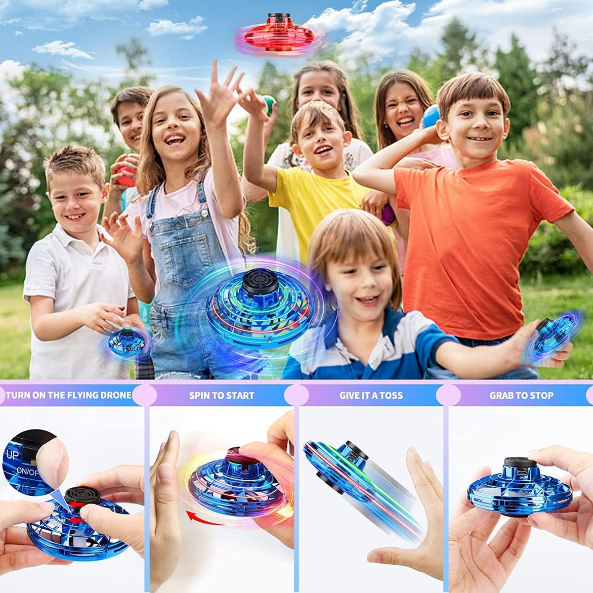 Flying Spinner Mini UFO Drone – Hand-Controlled Boomerang Toy