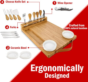 Bamboo Cheese Board & Charcuterie Set – Premium Serving Platter with Utensils