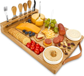 Bamboo Cheese Board & Charcuterie Set – Premium Serving Platter with Utensils