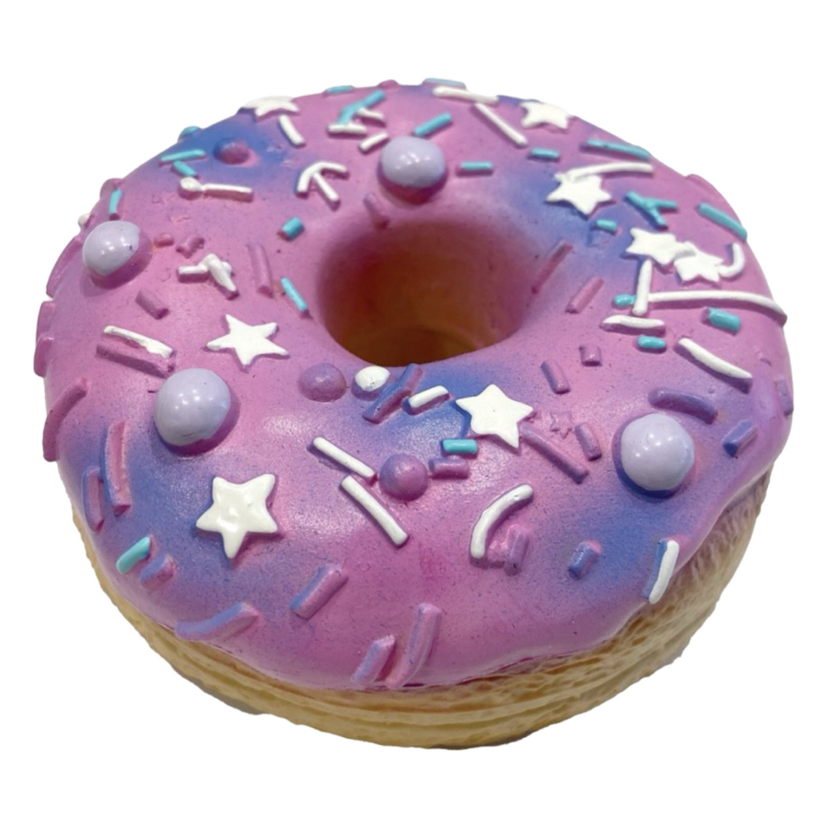 4" FouFit Purple Donut Dog Chew Toy w/ Squeaker - Non Toxic Latex