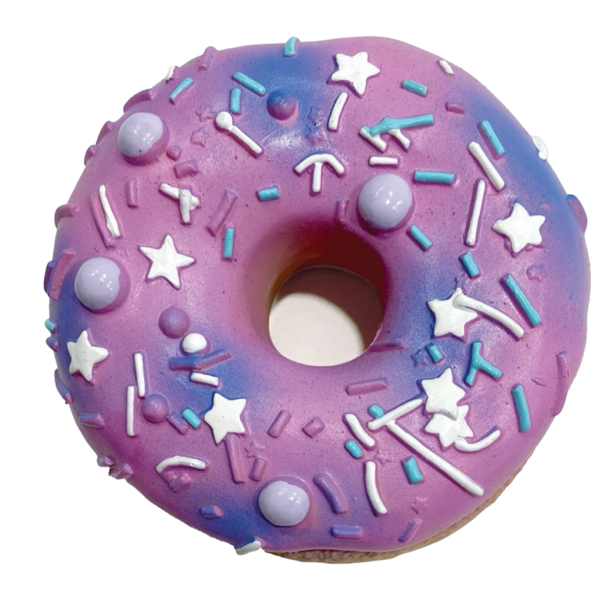 4" FouFit Purple Donut Dog Chew Toy w/ Squeaker - Non Toxic Latex