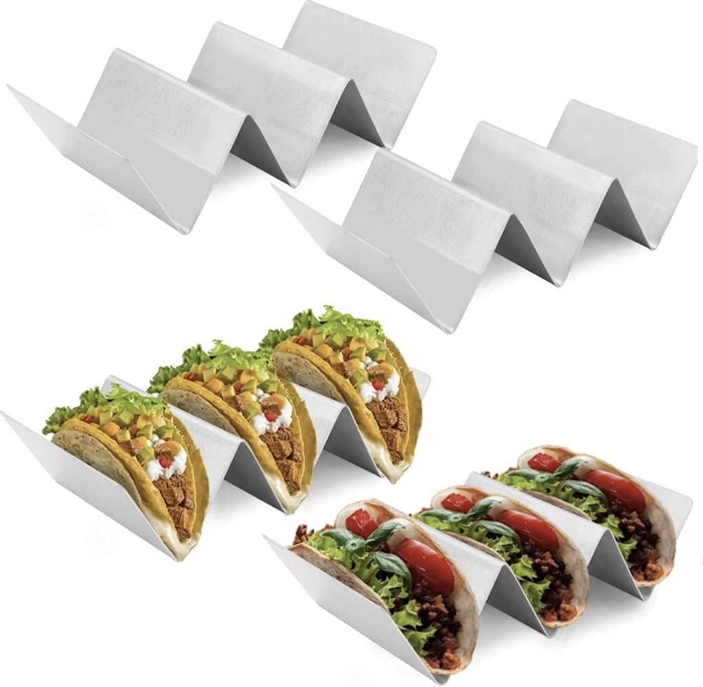 4pk Stainless Steel Taco Stand Holders - For 12 Tacos!
