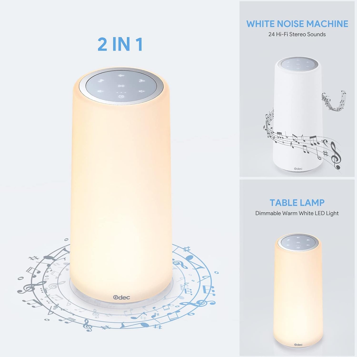 ODEC White Noise Machine & Table Lamp - 24 Soothing Sounds