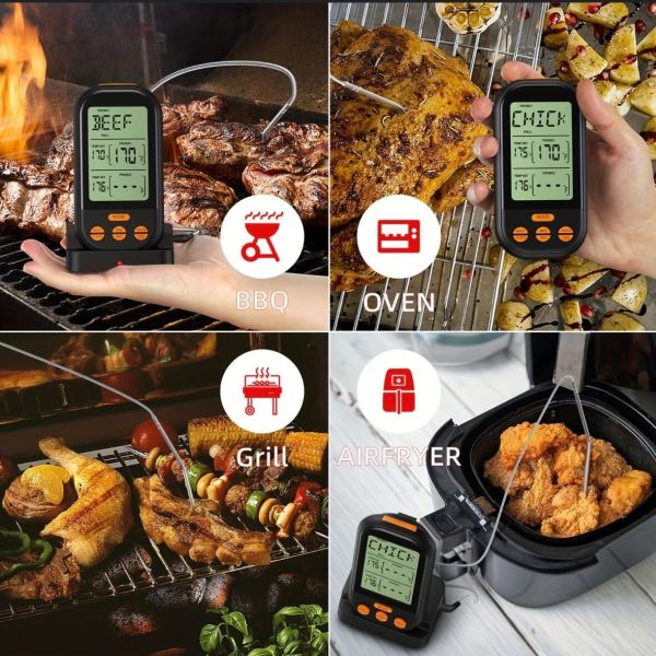 Wireless Waterproof Digital Meat Thermometer w/ Dual Probes