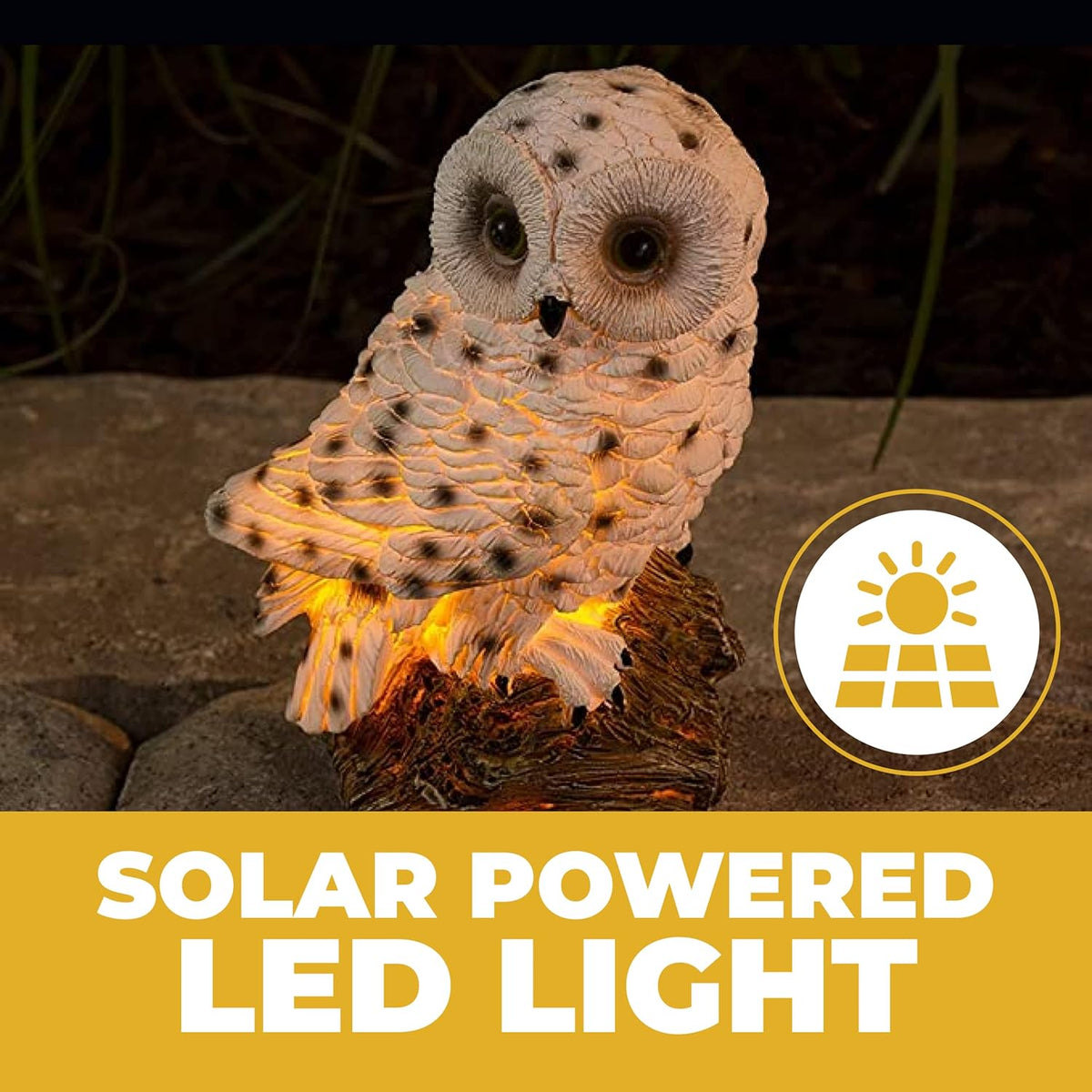 6.5" Eco-Friendly Solar Garden Owl Decor - Lights up at dusk!