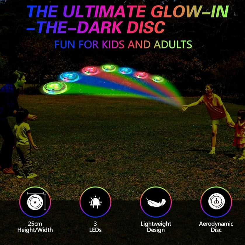 3pk LED Light Up Glow In The Dark Flying Disc Frisbee's