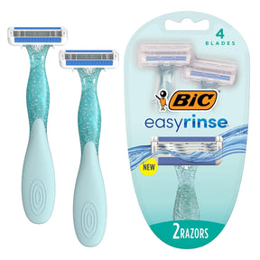 BIC 2pk EasyRinse Disposable Razors - Anti-Clogging, 68 Total Shaves!