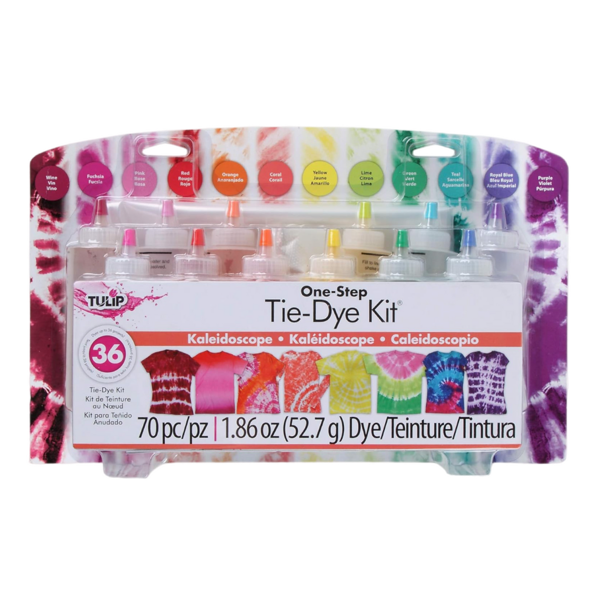 70pc Tulip Kaleidoscope One-Step Tie-Dye Kit - 12 Colors, 36 Projects!