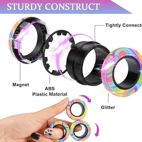 Magnetic Rings Fidget Toy - ADHD Anxiety for Adults and Kids 6+