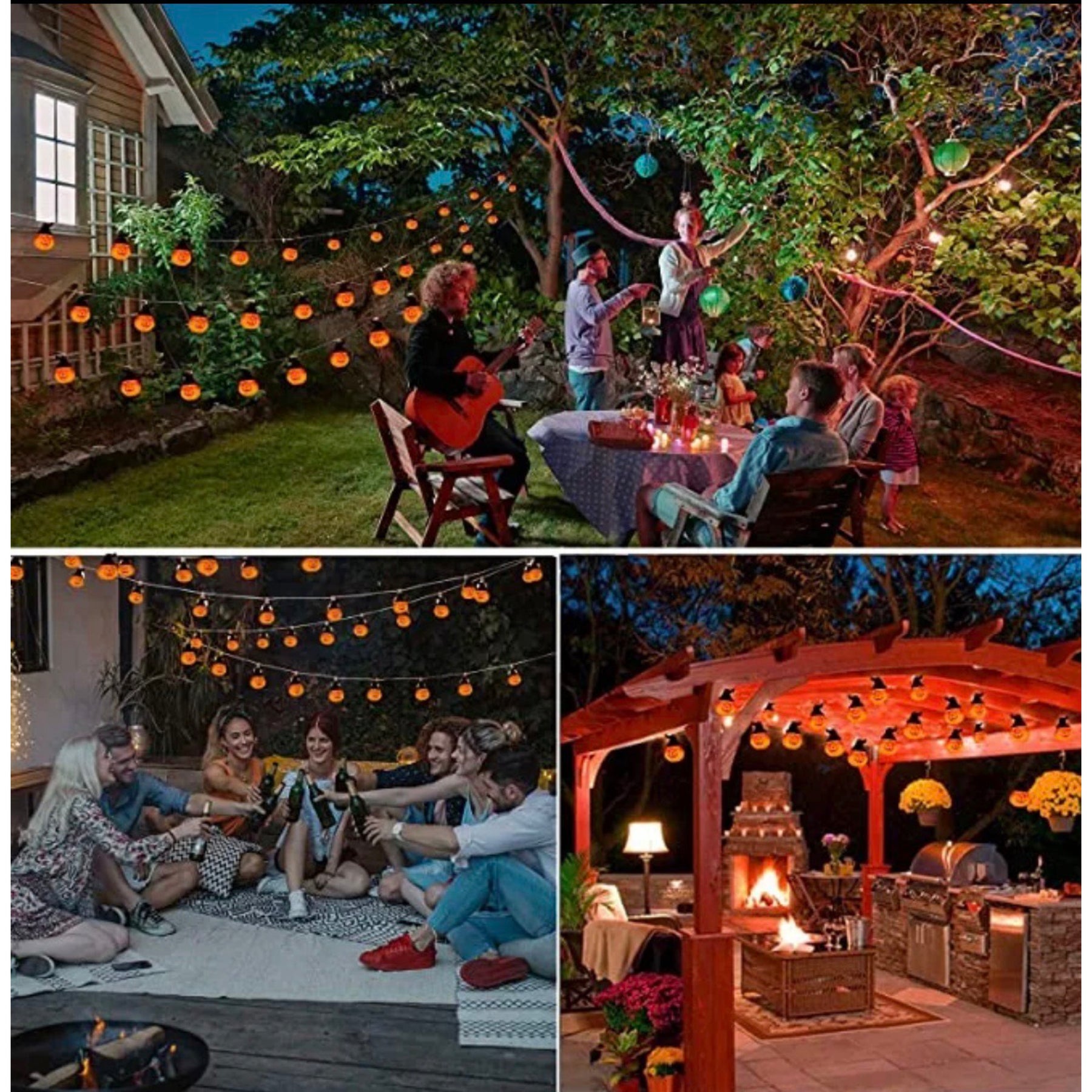 2pk Halloween Pumpkin String Lights 138" Total Length – 30 LED Lights & 2 Modes