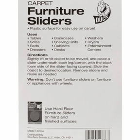 Duck Brand 4pk Of 3.5"  Furniture Sliders - For Easy Use On Carpet