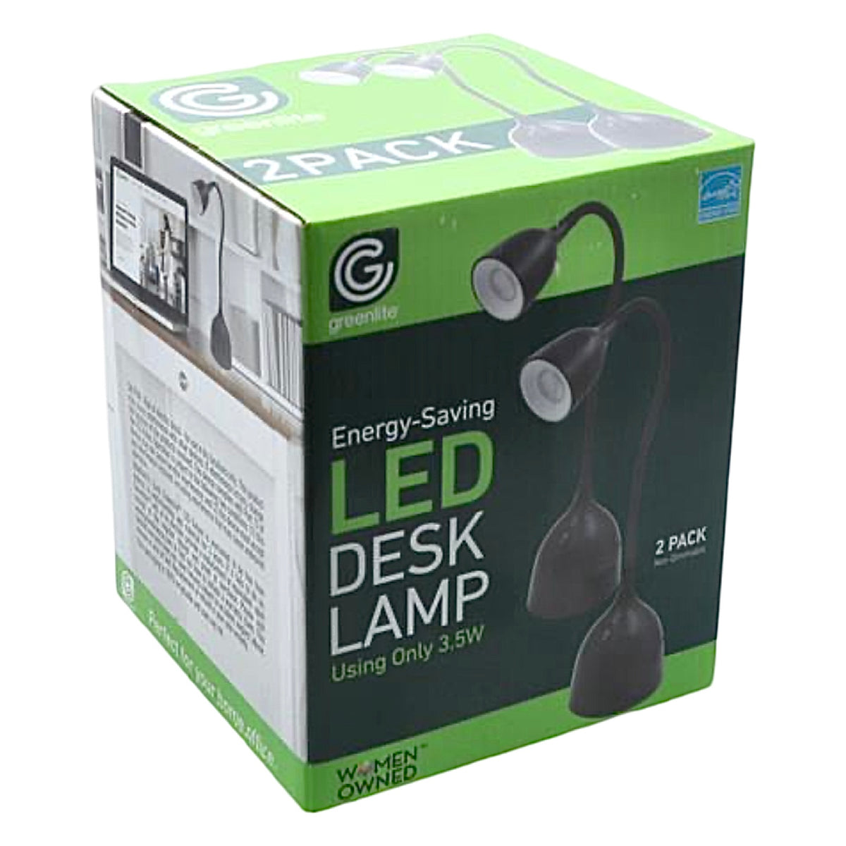 2pk Greenlight Energy Saving, 19" Flexible Gooseneck LED Desk Lamps