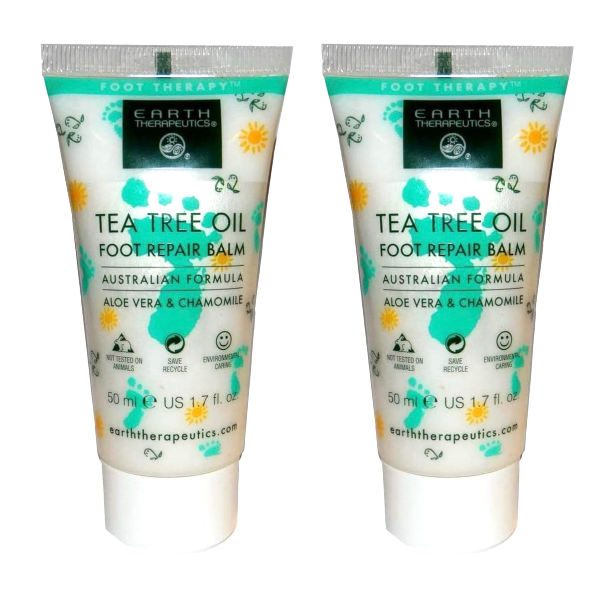 2pk Earth Therapeutics 1.7oz Tea Tree Oil Foot Repair Balm