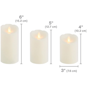 Mikasa Reflections 3 LED Wax Candle (4in,5in,6in) Set w/ Remote