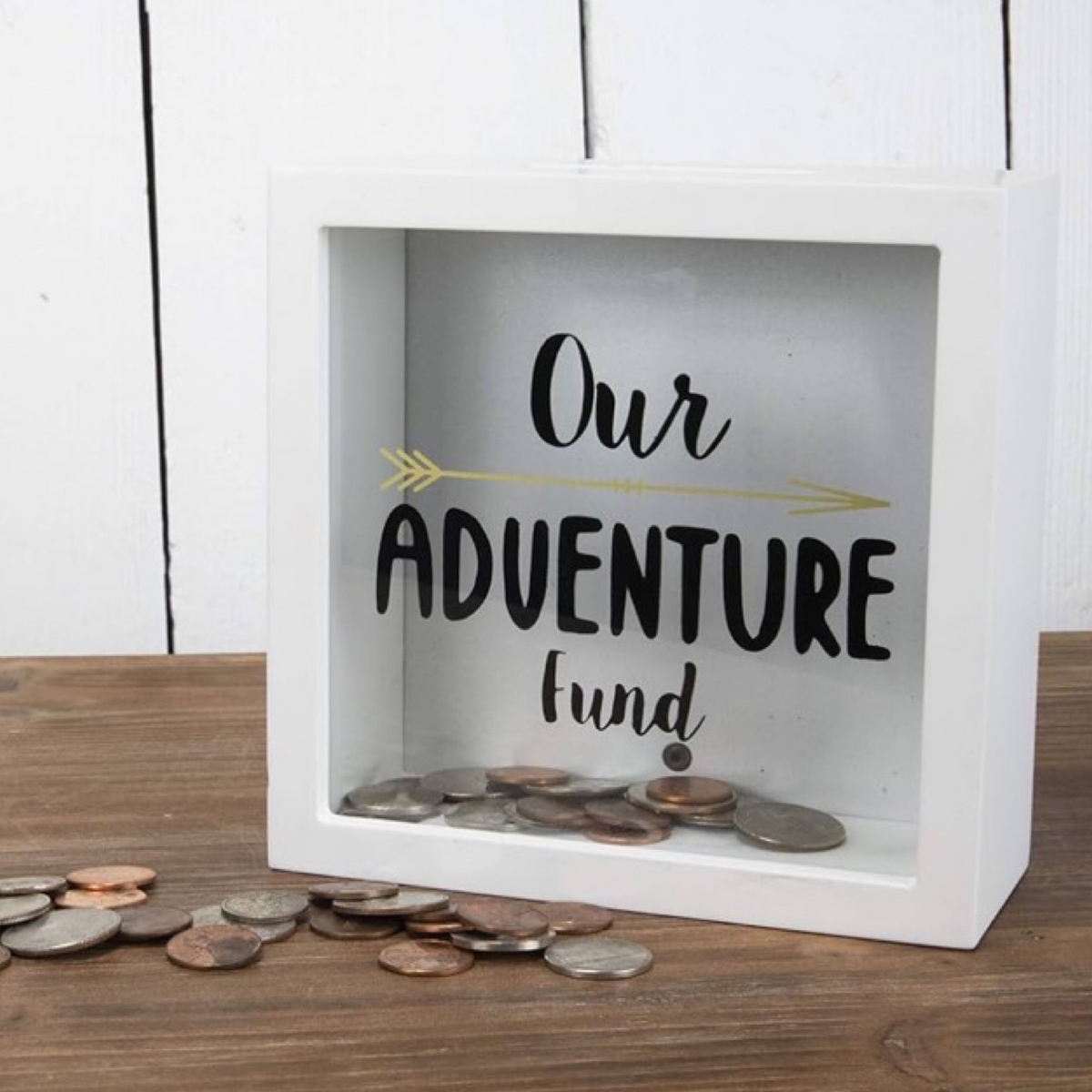 6" Wooden "Our Adventure" Wooden Bank - Save For Some Fun & Travel!