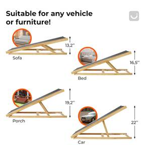 Foldable Wood Dog Ramp For Large Or Small Pets - Up To 100lbs