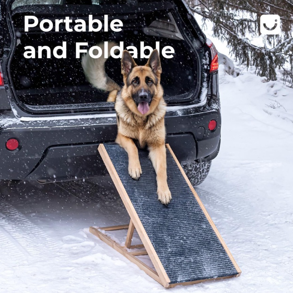 Foldable Wood Dog Ramp For Large Or Small Pets - Up To 100lbs