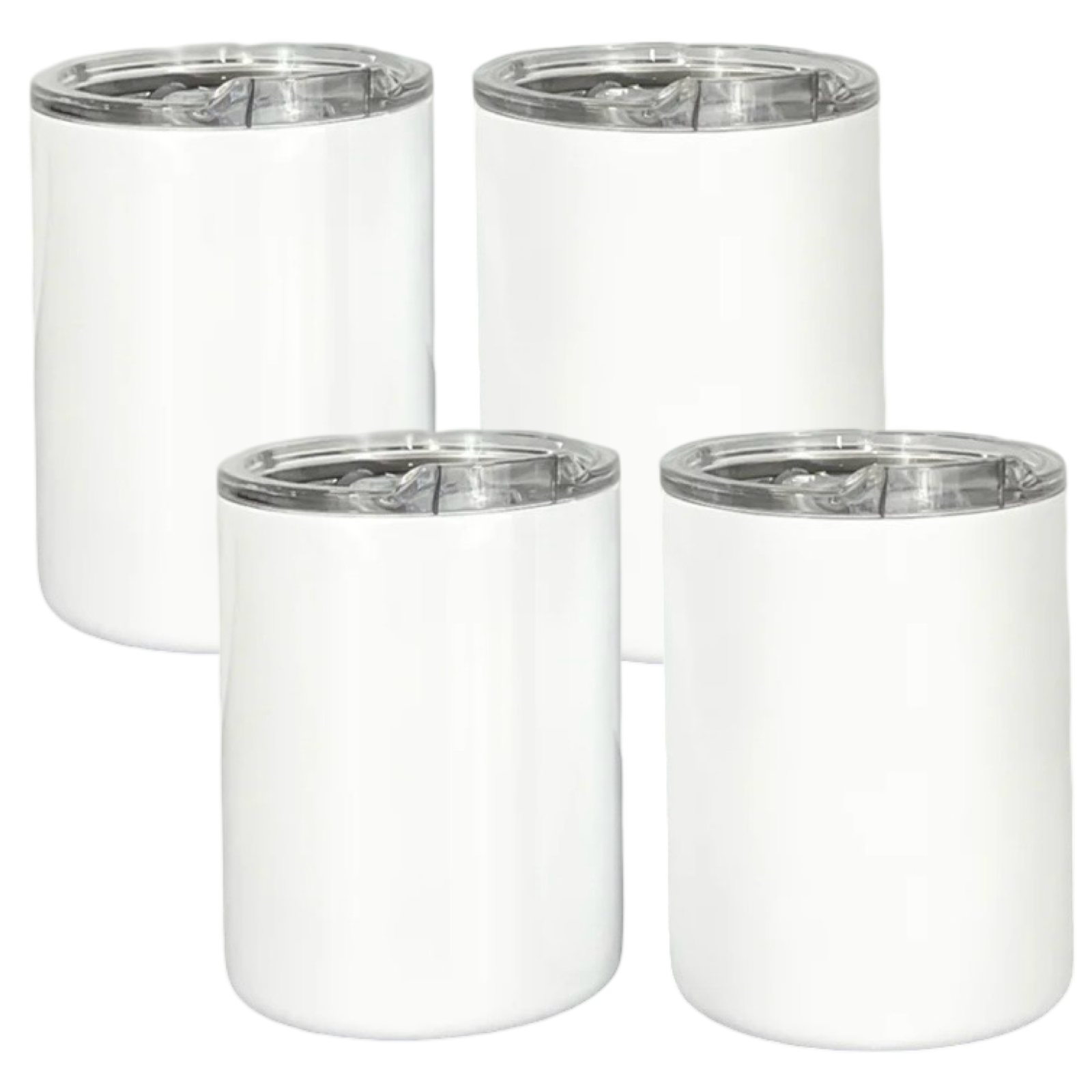 4pk 10oz White Lowball Double Wall Stainless Steel Mugs - Slider Lid