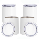 4pk 10oz White Lowball Double Wall Stainless Steel Mugs - Slider Lid