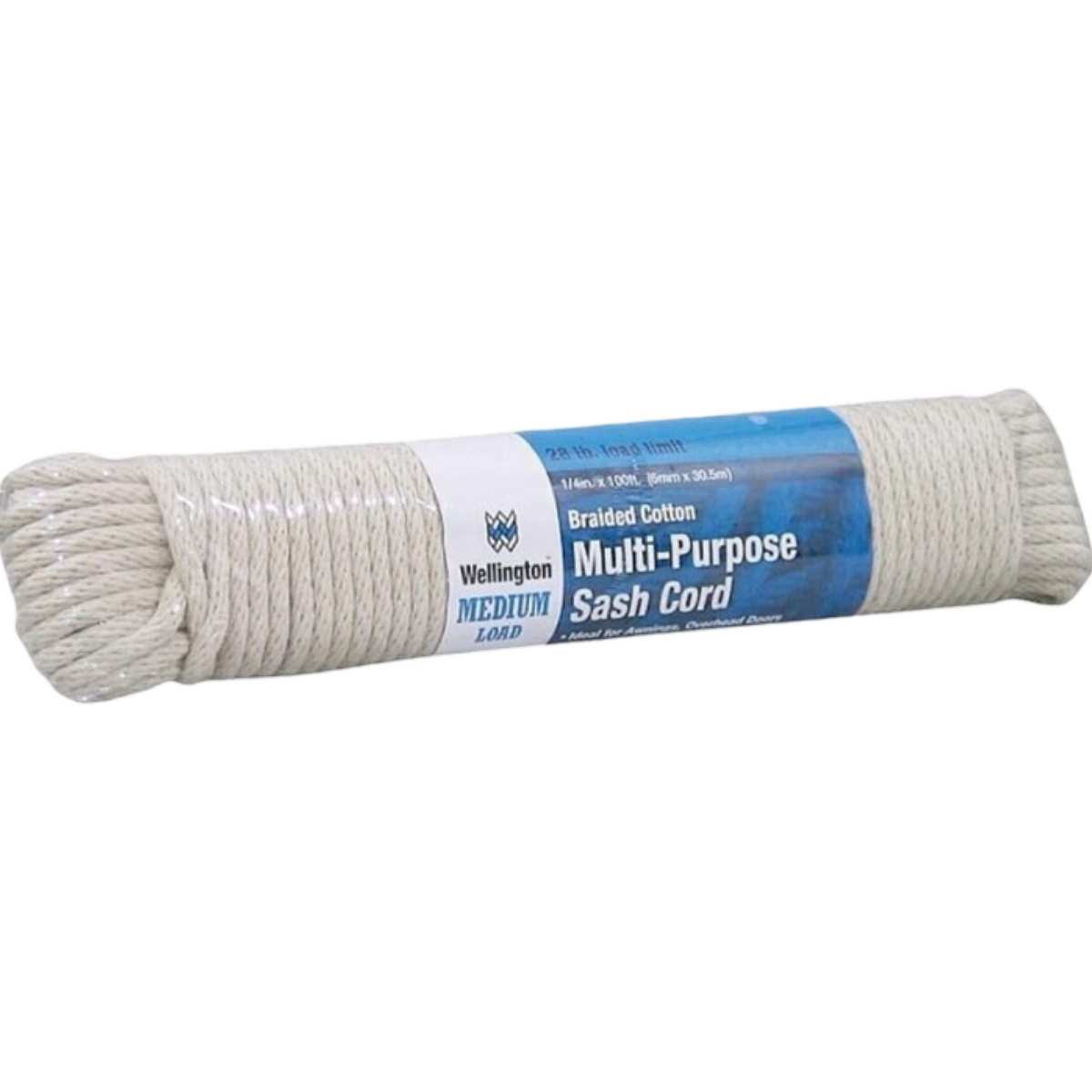 100ft Wellington Medium Load 1/4in Braided Cotton Sash Cord Rope