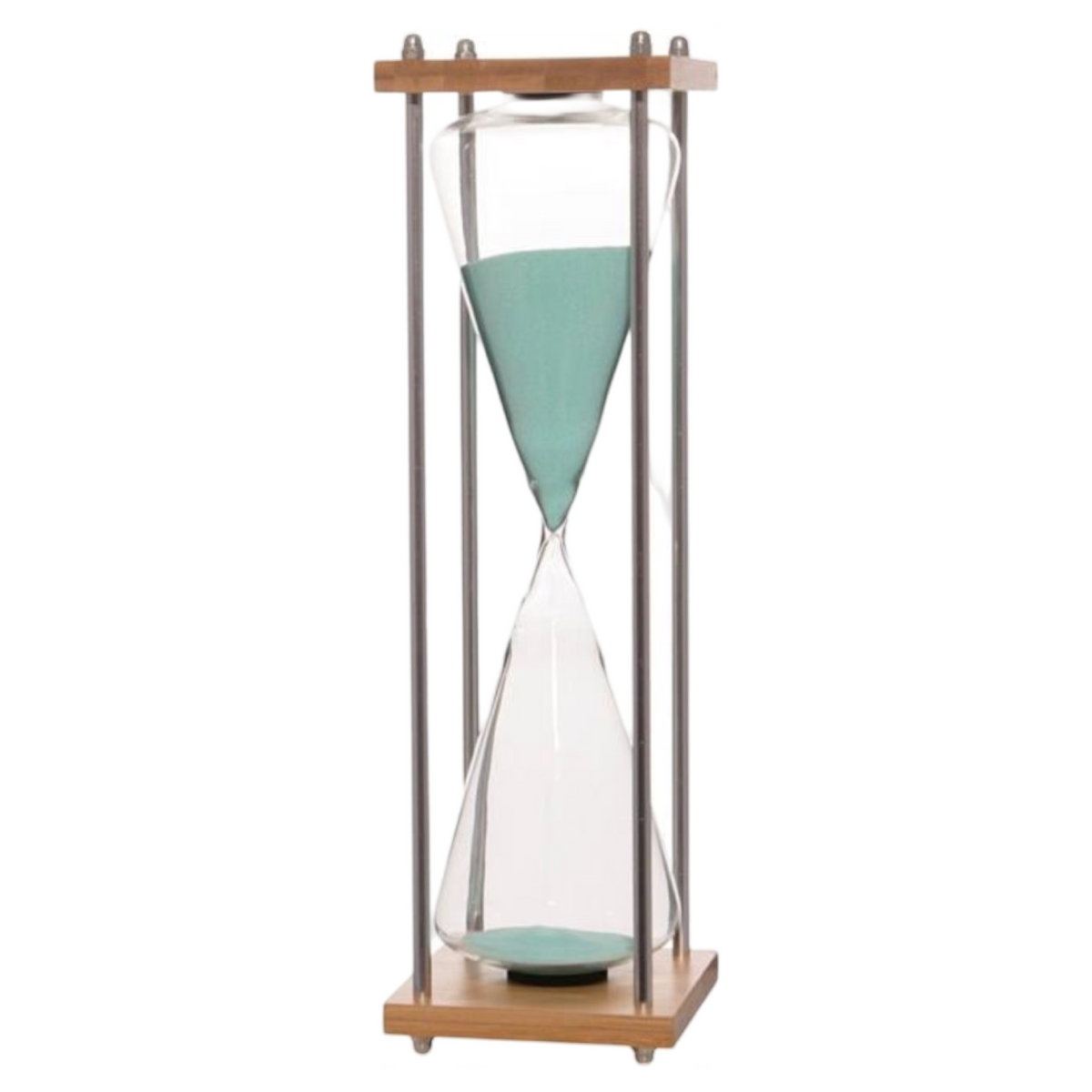 17" 60-Minute Natural Wood Hourglass w/ Turquoise Sand