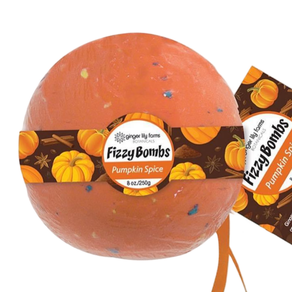 Ginger Lily Farms X-Large 8oz Fizzy Bombs Pumpkin Spice Bath Bomb - Unwind In Luxury