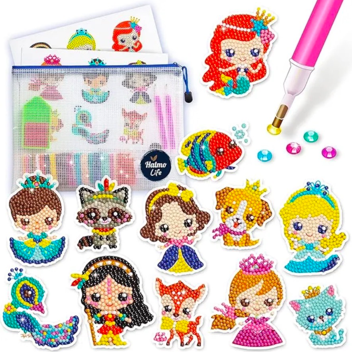 12pc Halmolife Diamond Bead Painting Kit - Disney Princesses!