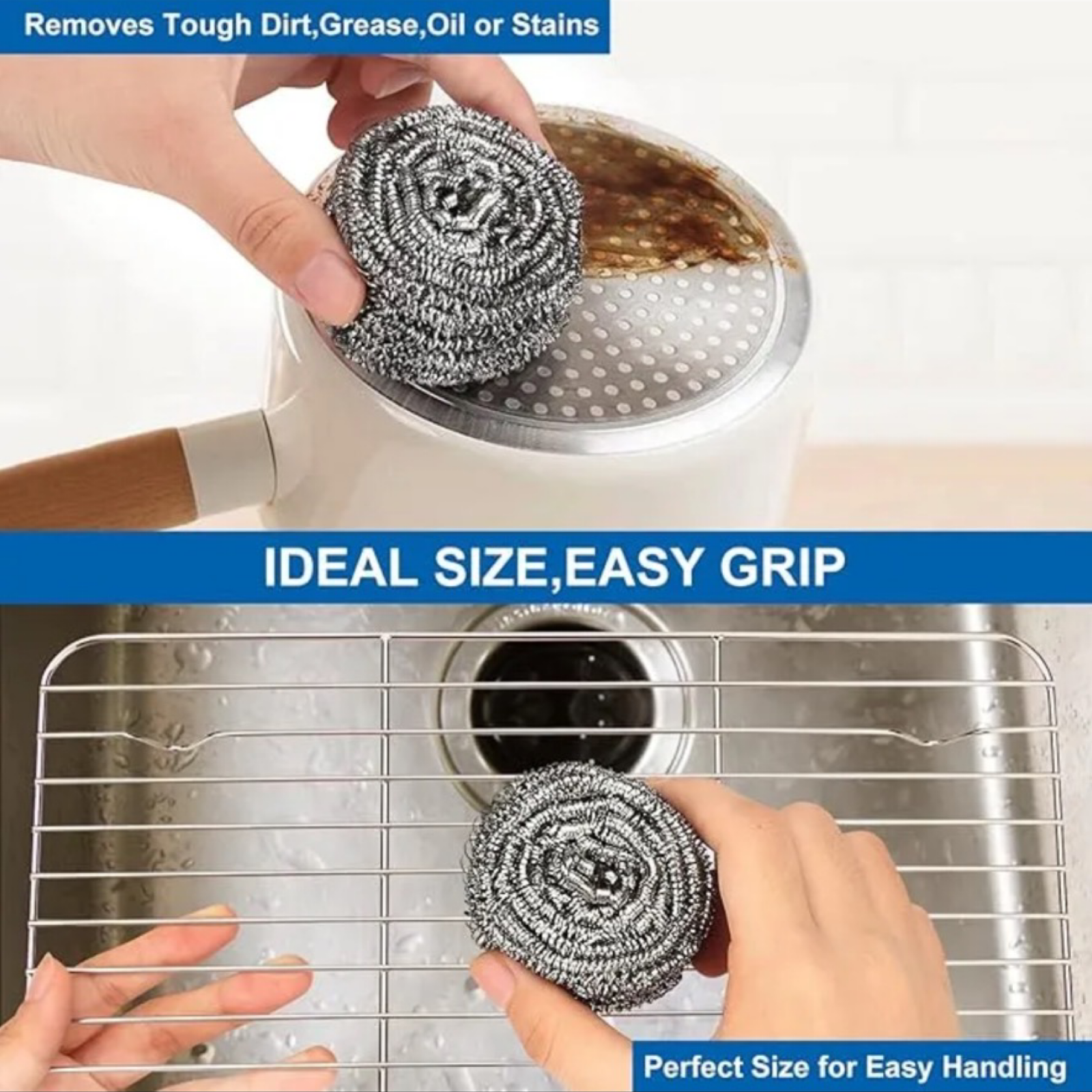 6pk Rust Resistant Stainless Steel Mesh Scrubbers