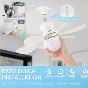 2-in-1 Space Saving Wireless Ceiling Fan & LED Light - w/Remote