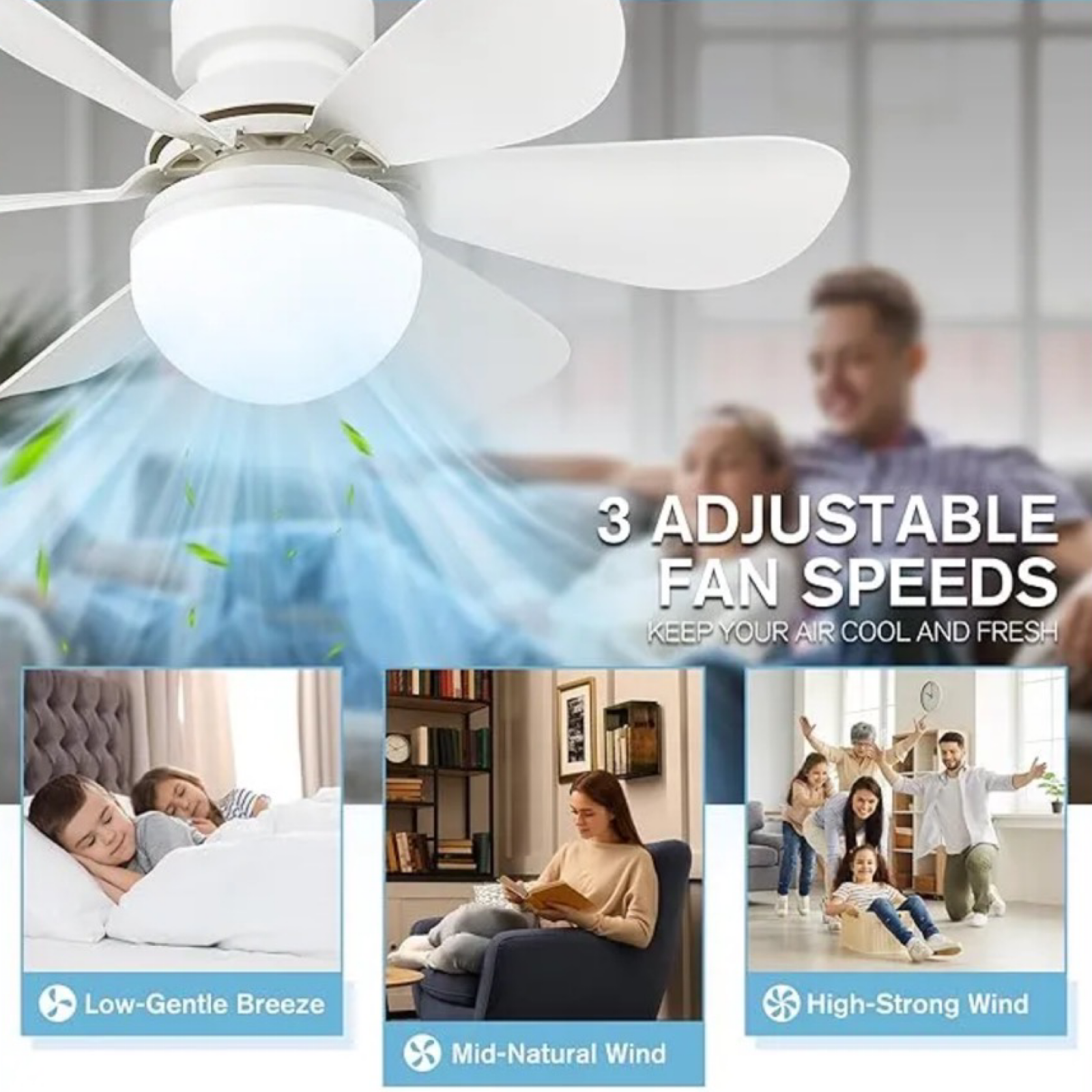 2-in-1 Space Saving Wireless Ceiling Fan & LED Light - w/Remote