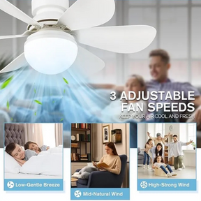 2-in-1 Space Saving Wireless Ceiling Fan & LED Light - w/Remote