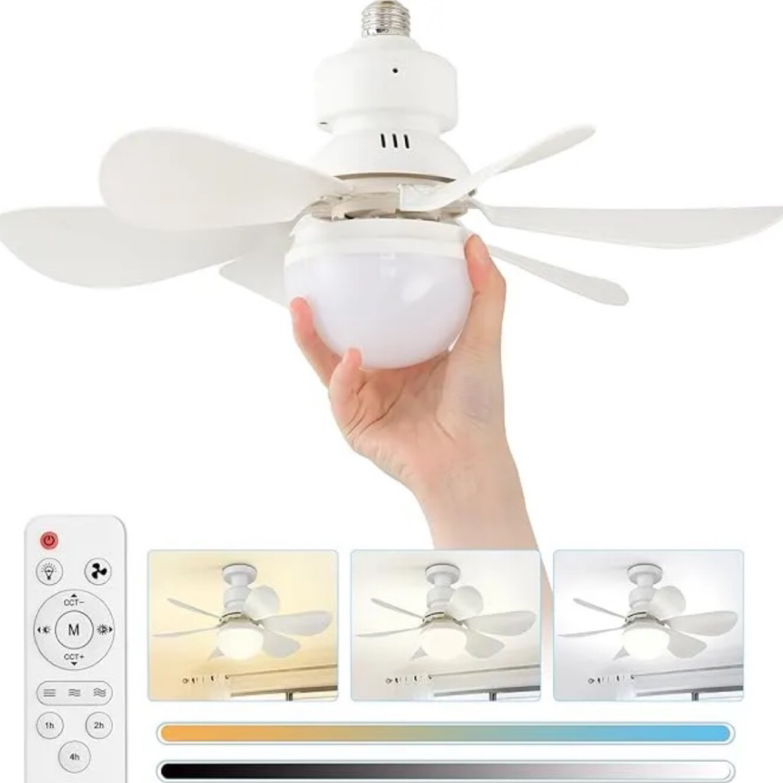 2-in-1 Space Saving Wireless Ceiling Fan & LED Light - w/Remote