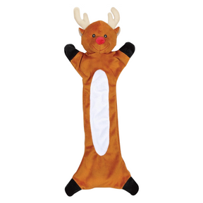 20" Zanies Unstuffies Flat Reindeer Pet Toy Plush - w/ 2 Squeakers!