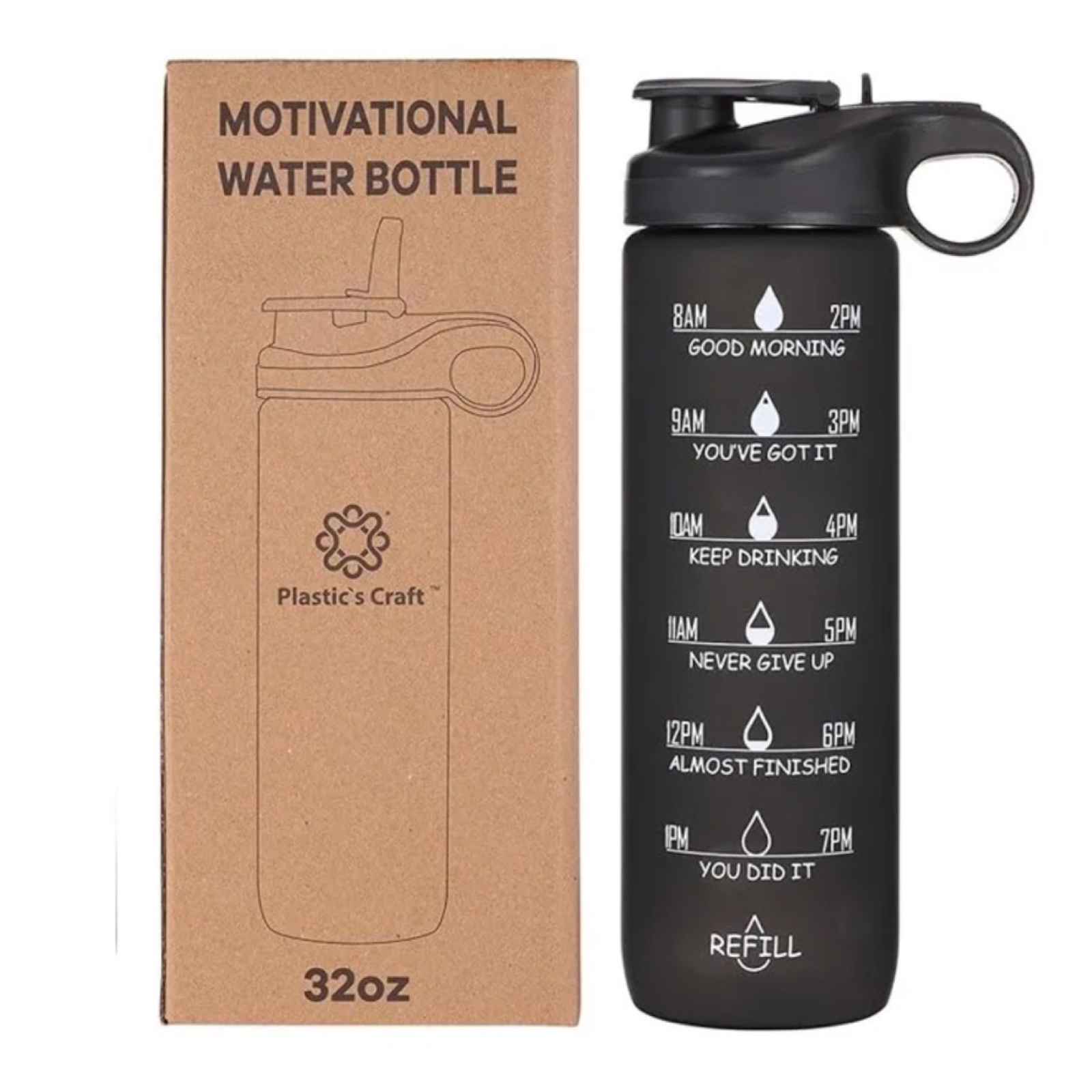 32oz Shatterproof & Leak-proof Motivational Water Bottle - Straw & Spout Opening