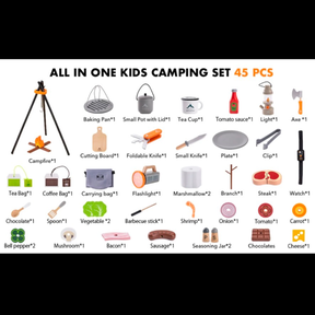 45pc Wooden Kids Camping Toys Set w/Food-Pretend Play