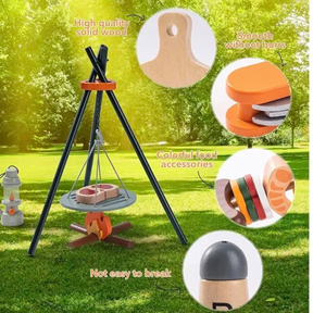 45pc Wooden Kids Camping Toys Set w/Food-Pretend Play