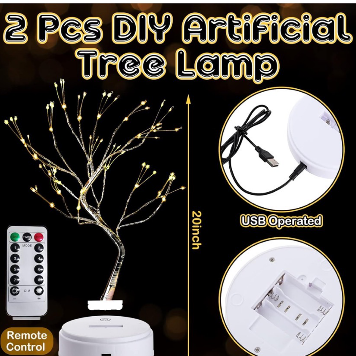 2-Pack LED Trees w/ Adjustable Branches