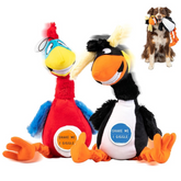 2pk Pet Craft  17" Giggling Puffin & Parrot Dog Toys - w/Sound