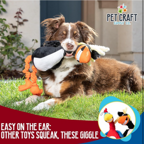 2pk Pet Craft  17" Giggling Puffin & Parrot Dog Toys - w/Sound