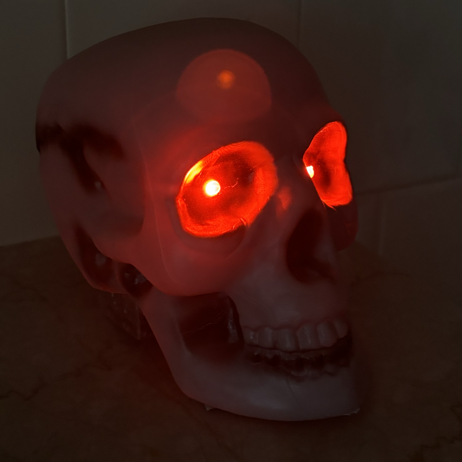 7" Light Up Skull Head Halloween Decor In Red Or Green - 3 Light Modes