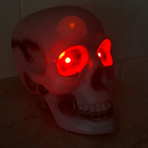 7" Light Up Skull Head Halloween Decor In Red Or Green - 3 Light Modes