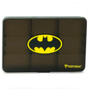 Performa Batman Pill Box, Customizable 3-9 Compartment- Shatter Resistant