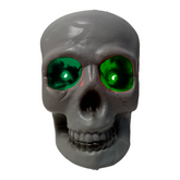 7" Light Up Skull Head Halloween Decor In Red Or Green - 3 Light Modes