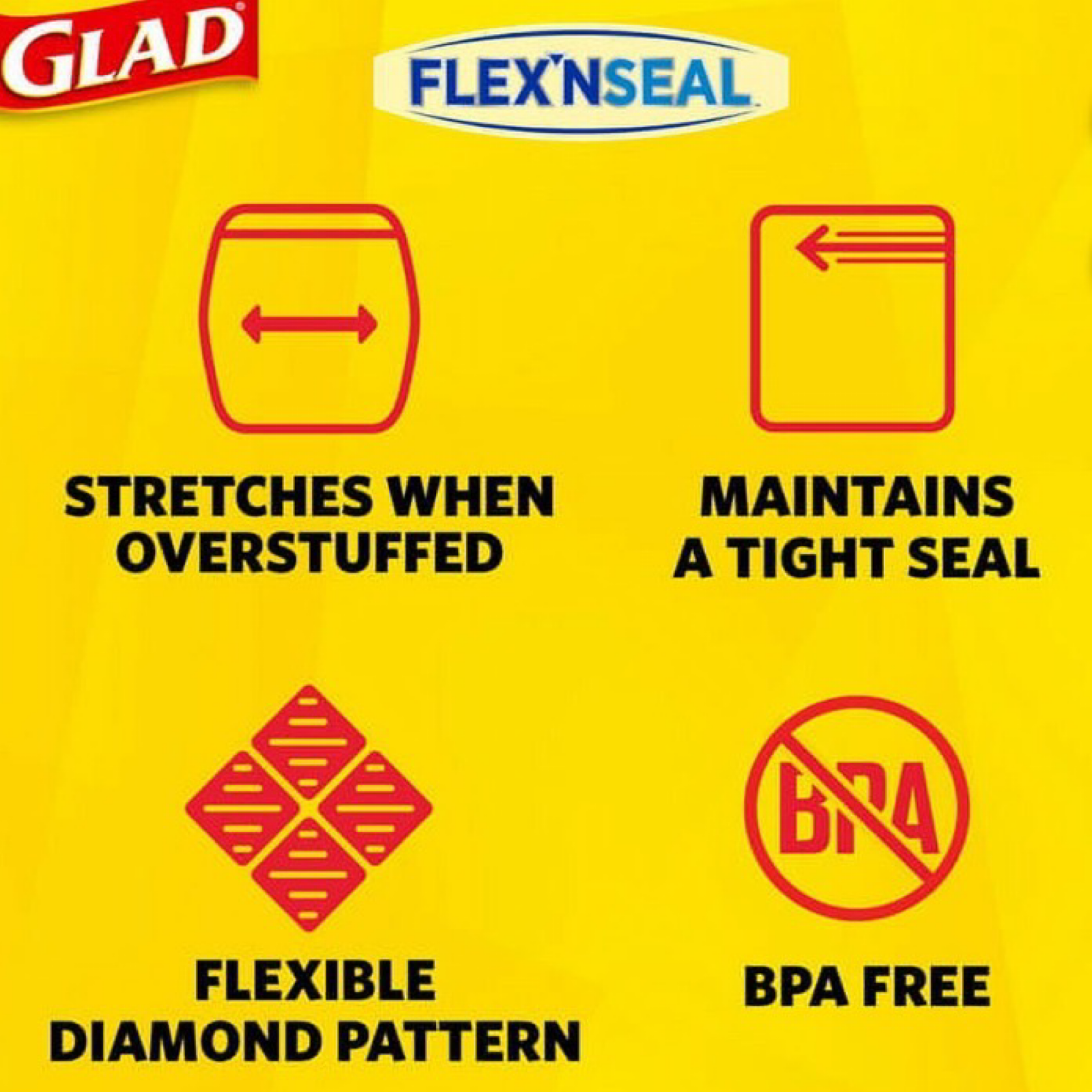 32pk ( 4 boxes of 8)  Glad Flex N' Seal Storage Zipper Bags - Amazing Stretch!