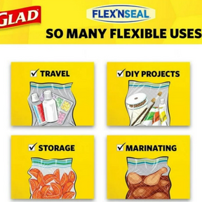 32pk ( 4 boxes of 8)  Glad Flex N' Seal Storage Zipper Bags - Amazing Stretch!